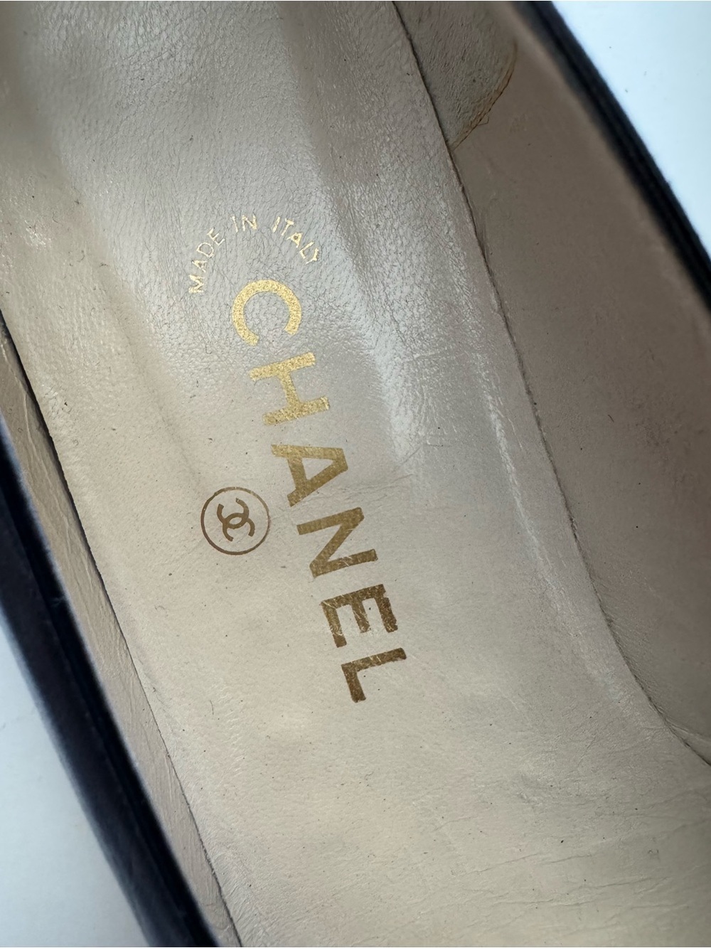 Vintage CHANEL Classic Black Leather Cap Toe Ballet Flats size 8.5 - Picture 6 of 15